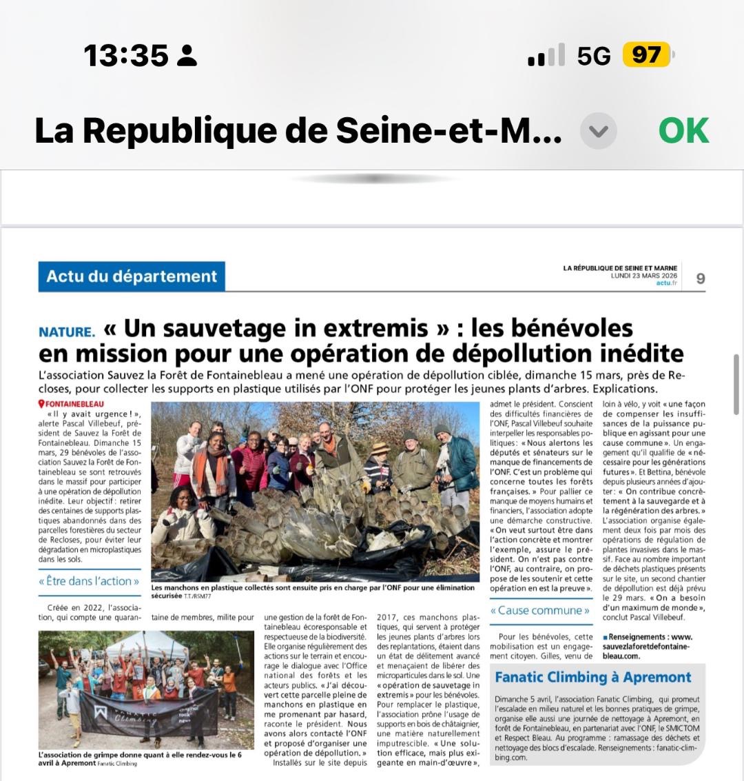 dépollution plastique forêt de fontainebleau